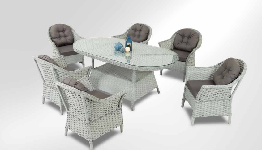 Bitez Rattan Yemek Takımı Gri Bitez Rattan Yemek Takımı Gri